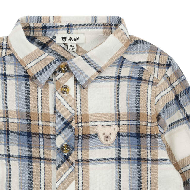 フランネルシャツ ミディアムブルー（チェック柄）| ドイツ最高級