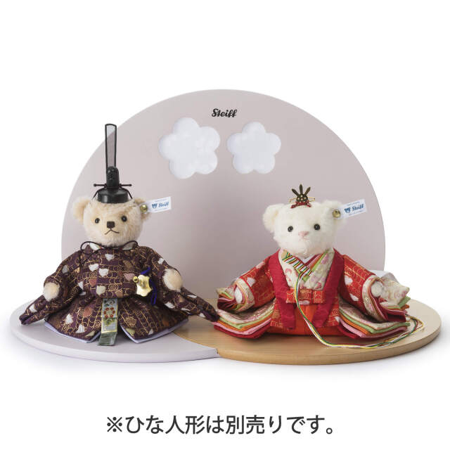 シュタイフ　HINA ひな　テディベア　羽子板つき 台屏風（桜透かし） | ドイツ最高級テディベアのシュタイフ日本公式サイト