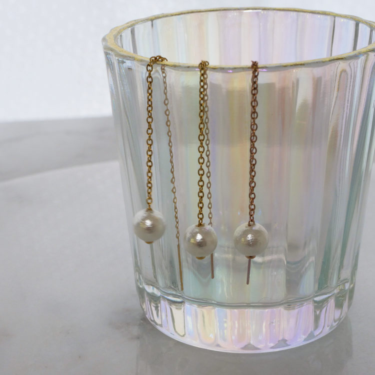 金属アレルギー対応 ステンレスピアス アメリカンピアス コットンパールチェーンピアス （両耳用） 金属アレルギー 316L ap-1