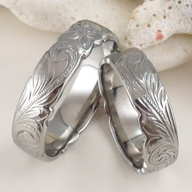 刻印無料 名入れ プルメリアリング