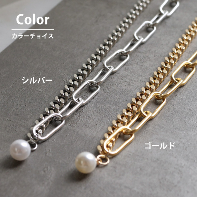 ●SS66 used シアー ゴールド 縁 額縁 スカーフ アクセサリー セール】【 金属アレルギー対応 】 2連チェーンネックレス
