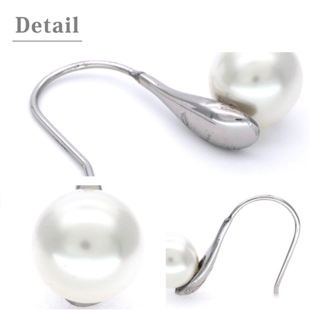 ステンレスピアス フックパールピアス （両耳用） フックピアス