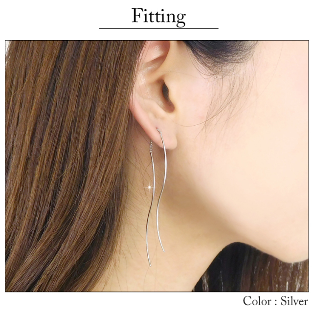 極美品 スタージュエリー ウェイブピアス ホワイトゴールド アメリカンピアス DEW DROPS PIERCED EARRINGS(両耳用)(2JP0977-P)K10 ピアス