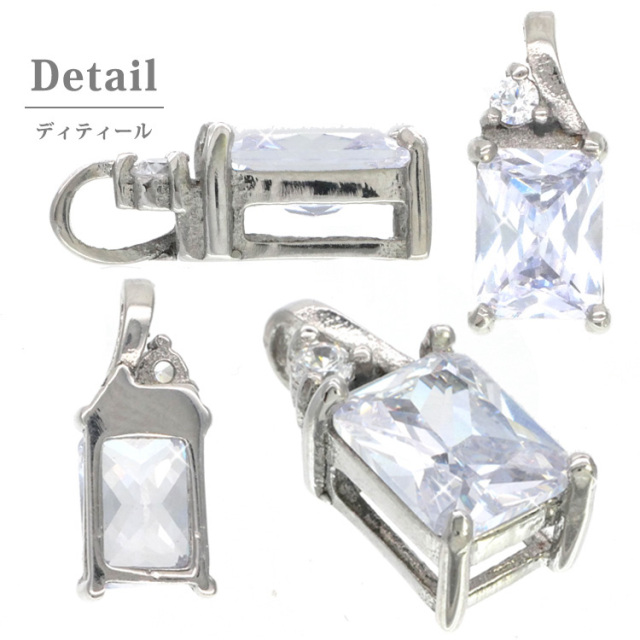 ステンレスペンダント CZダイヤモンド プリンセスカットジュエル