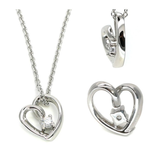 CZダイヤモンド オープンハートペンダントトップ