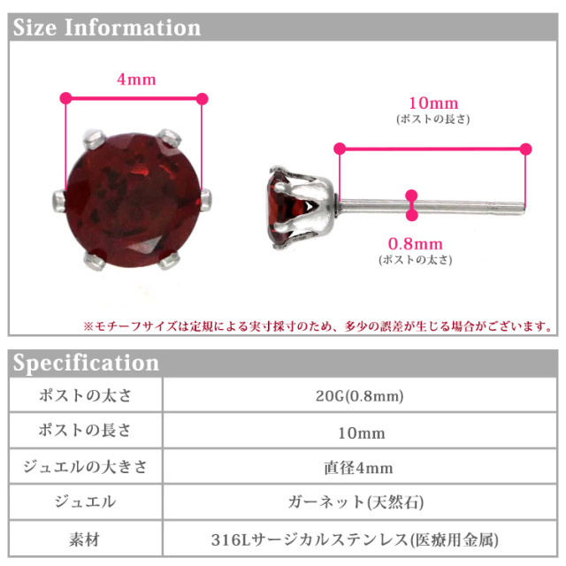 1月ガーネット4mm