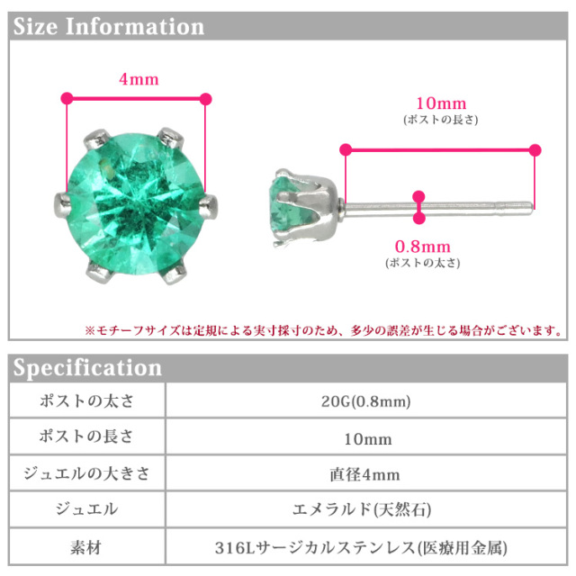 5月の誕生石エメラルド4mm