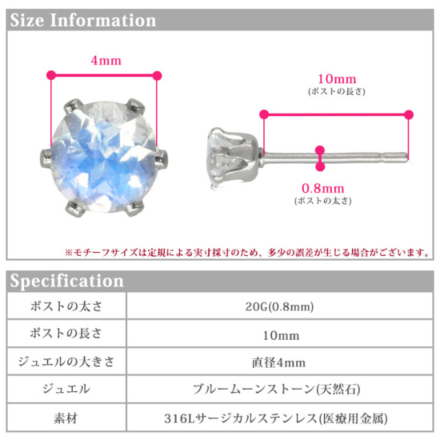 6月の誕生石ブルームーンストーン4mm