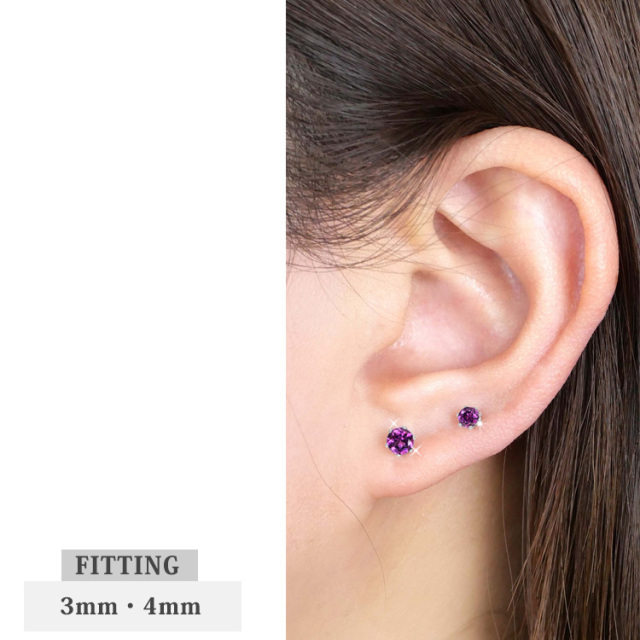 宝石ピアス ロードライトガーネット3mm