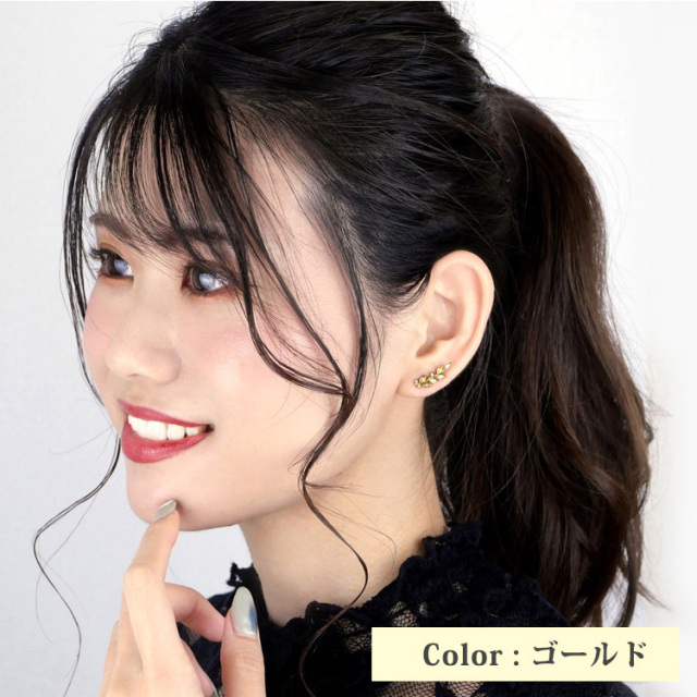金属アレルギー対応 ステンレスピアス アシンメトリーリーフピアス