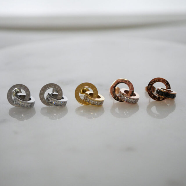 金属アレルギー対応 ステンレスピアス ダブルリングピアス スタッドピアスファーストピアス セカンドピアス フープピアス 両耳用 pi051