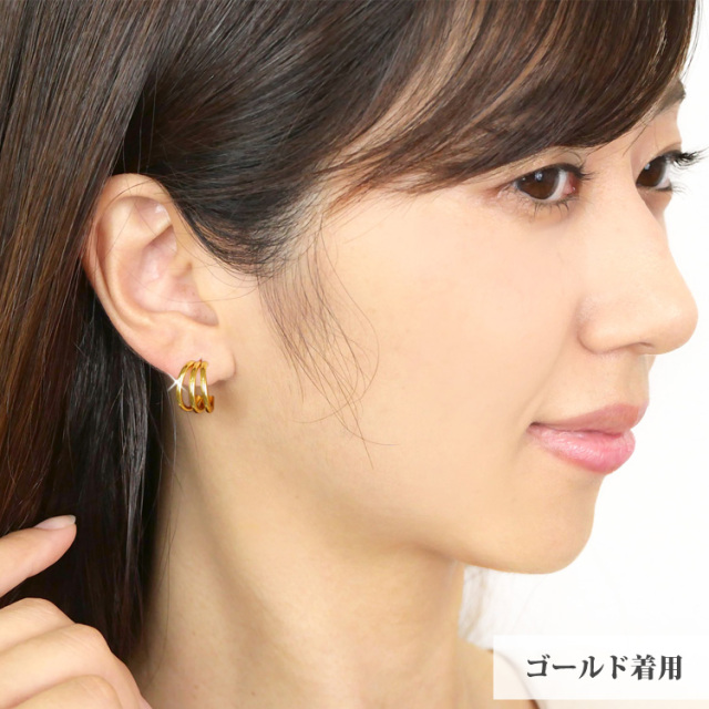 【SYDNEY EVAN】シングルピアス 純金製スモールハギーフープ 金属アレルギー対応】フラワーワンタッチフープピアス ゴールド