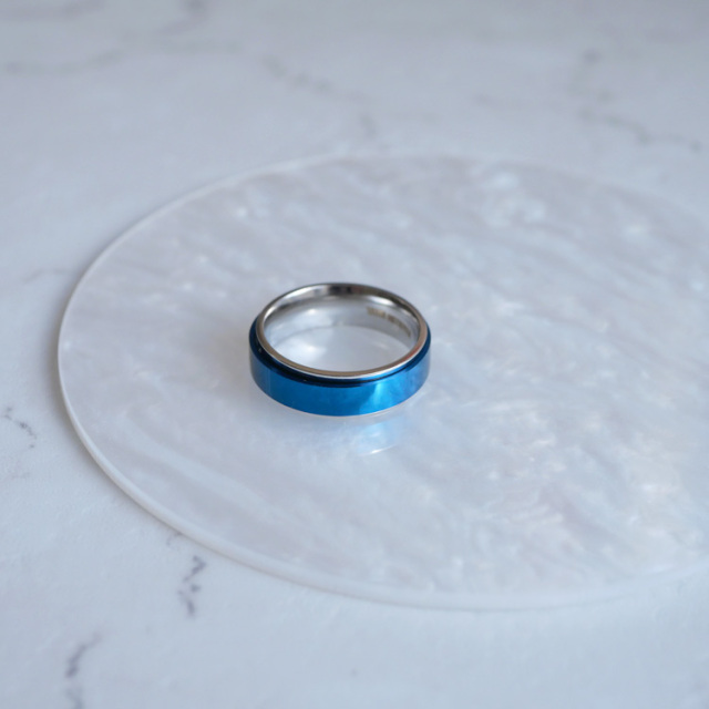 金属アレルギー対応 ステンレスリング ダブルレイヤーブルーリング 指輪　ゆびわ 316L r-h1657