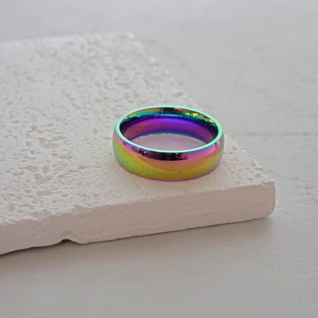 金属アレルギー対応 ステンレスリング レインボーリング 指輪 ゆびわ 316L r-m4326