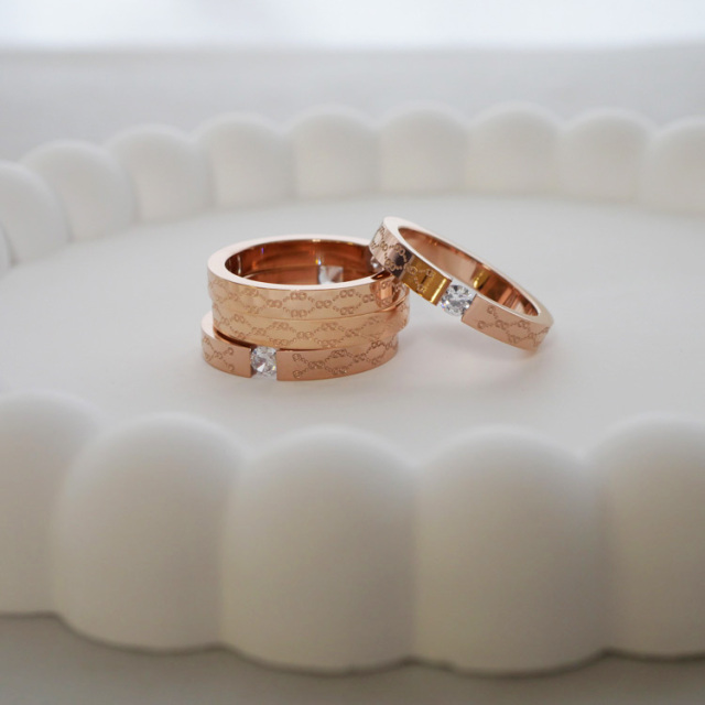 金属アレルギー対応 ステンレスリング フローラルエッチングリング 指輪 安心 316L ニッケルフリー r-m7072