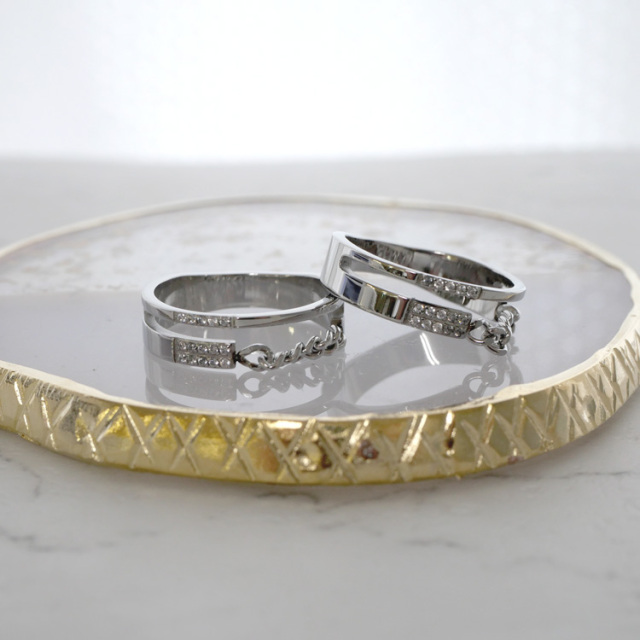 ステンレスリング チェーンデザインリング 金属アレルギー 316L ニッケルフリー r-m7745