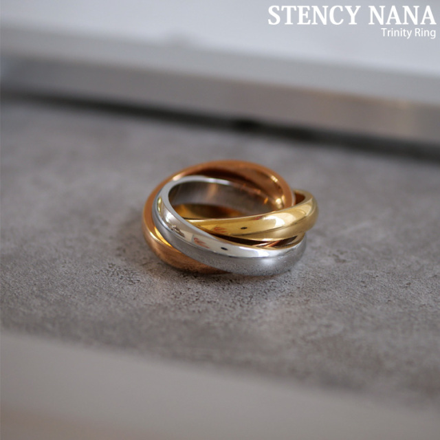 金属アレルギー対応 ステンレスリング トリニティ3連リング 指輪 316L