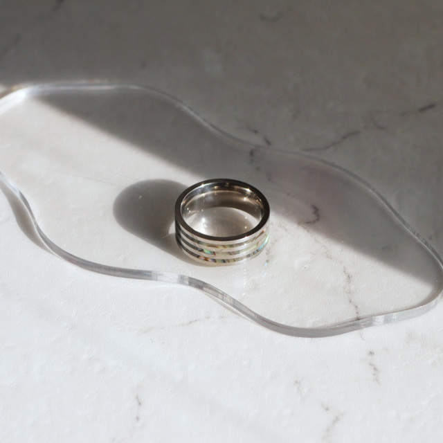 金属アレルギー対応 トリプルラインオーロラシェルチタンリング r-ti-0571