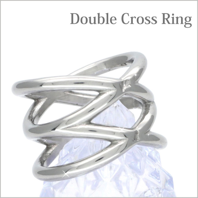 金属バンドリンク 付属品付き 金属アレルギー対応 ステンレスリング ダブルクロスリング フラット