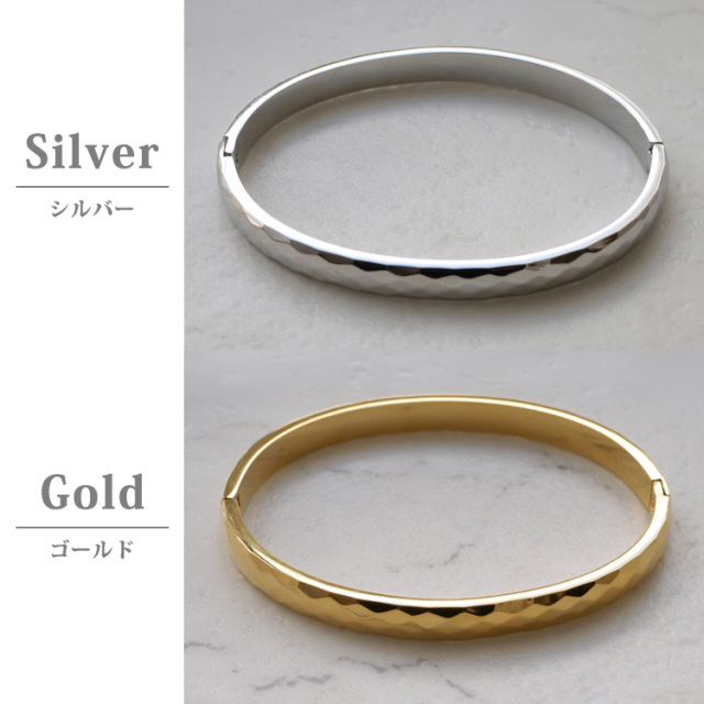 金属アレルギー対応,ステンレスバングル,ステンレスブレスレット,槌目