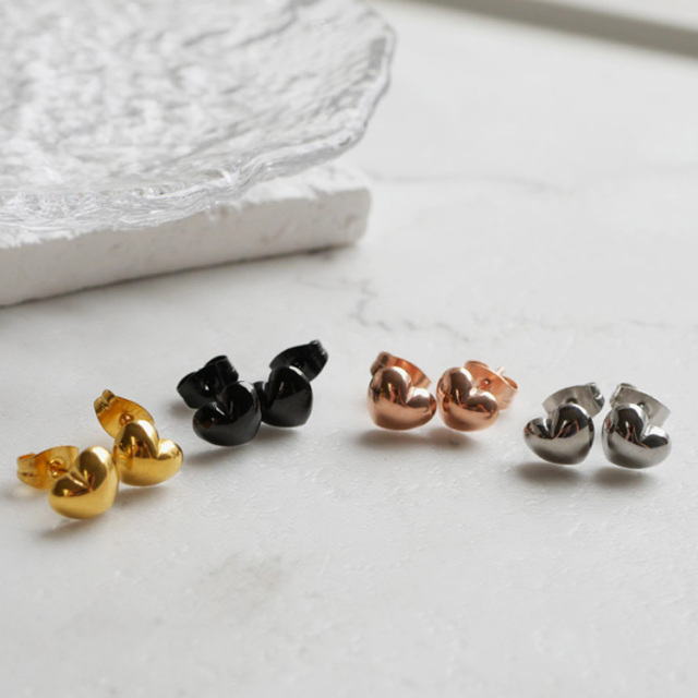 金属アレルギー対応 ステンレスピアス ハートシェイプピアス（両耳用） 金属アレルギー 316L sces072