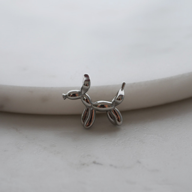 ステンレスペンダント バルーンプードルペンダントトップ ステンレスネックレス ドッグモチーフ 犬 金属アレルギー 316L サージカルステンレス scpe914