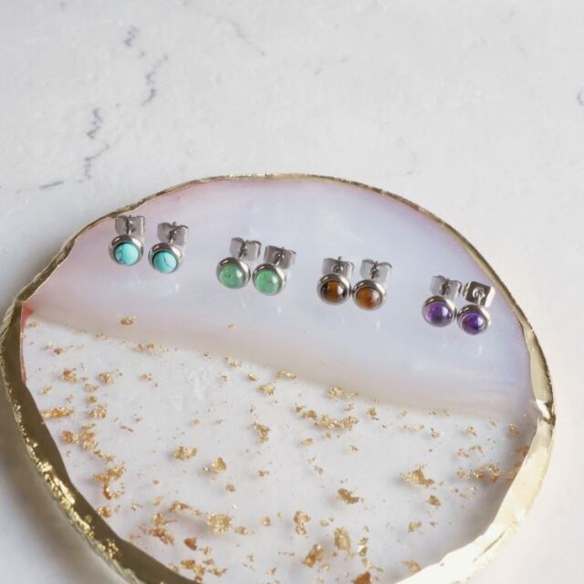 金属アレルギー対応 ステンレスピアス ナチュラルストーンピアス（両耳用） 金属アレルギー 316L se1004