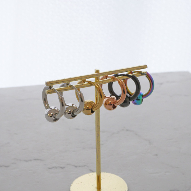 金属アレルギー対応 ステンレスピアス ネオビーズリングピアス （両耳用）　金属アレルギー　316L　サージカルステンレス　 se3542