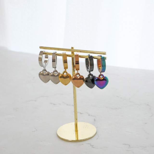 金属アレルギー対応 ステンレスピアス ハートフープピアス（両耳用） 316L サージカルステンレス se3543