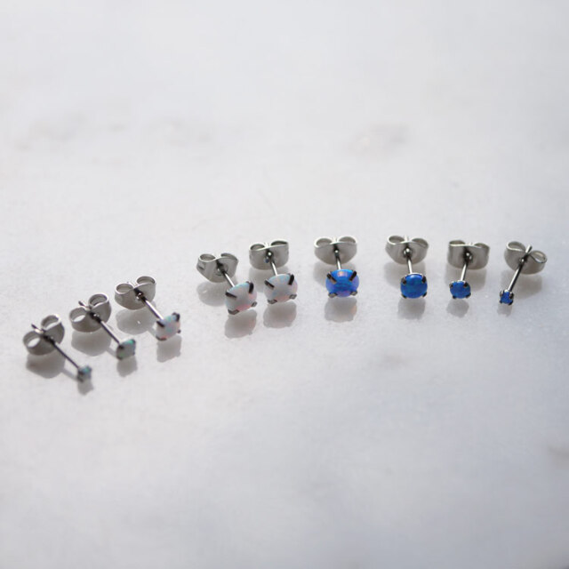 金属アレルギー対応 ステンレスピアス 一粒オパールピアス ファーストピアス セカンドピアス スタッドピアス 両耳用 se3718