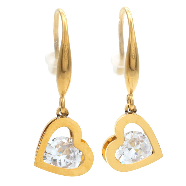 金属アレルギー対応 ステンレスピアス フックモチーフピアス ハート