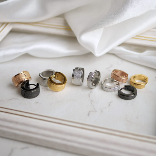 金属アレルギー対応 ステンレスピアス シュガーグリッターフープピアス（両耳用）フープピアス 金属アレルギー 316L se7080