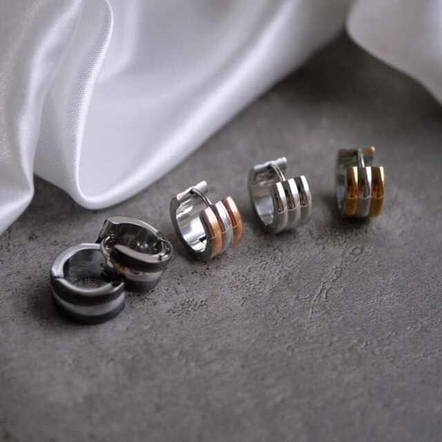 金属アレルギー対応 ステンレスピアス グルーブラインピアス フープピアス ファーストピアス セカンドピアス  両耳用 se7088