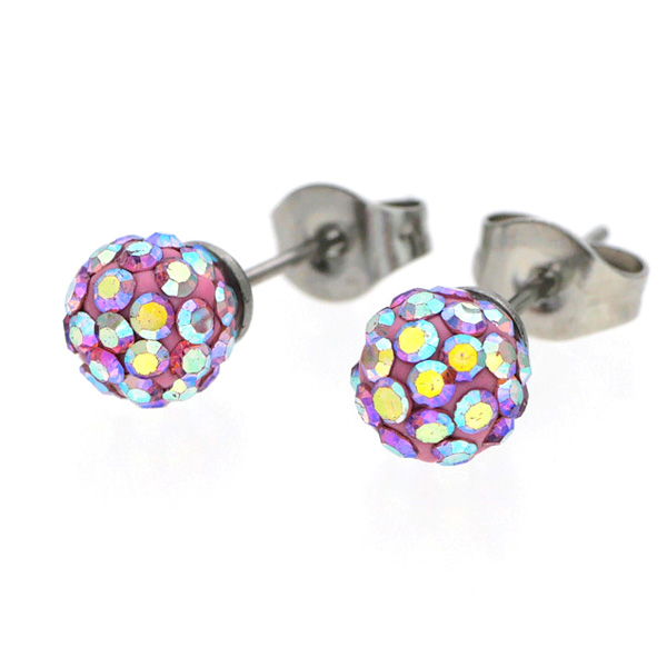 金属アレルギー対応 ステンレスピアス クリスタルボールピアス