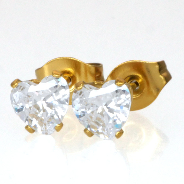 金属アレルギー対応 一粒ジルコニアピアス｜ステンレス 両耳用