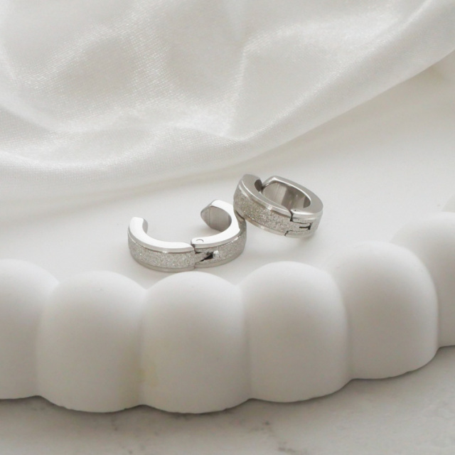 ステンレス グリッターシルバーラインイヤリング（両耳用） sfe-13520