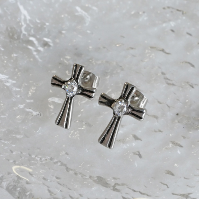 金属アレルギー対応 ステンレスピアス ゴシックピアス クロスインヘヴンピアス（両耳用） 金属アレルギー 316L ssem-107