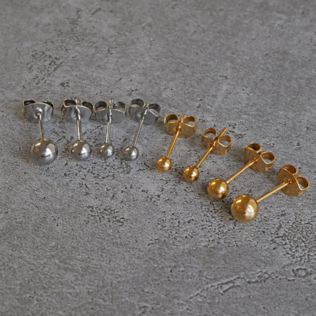 金属アレルギー対応 チタン製 丸玉ボールピアス 3mm 4mm 5mm （両耳用） 金属アレルギー G23 t23er03