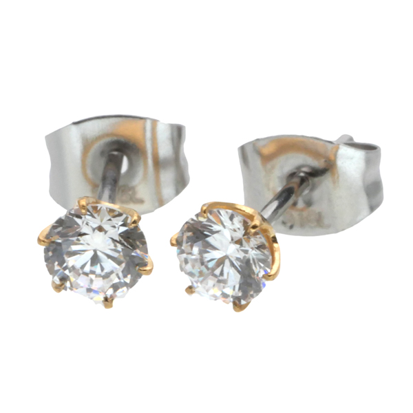 金属アレルギー対応 [EMBELLIR] キュービックジルコニアの一粒ジュエルピアス tk021
