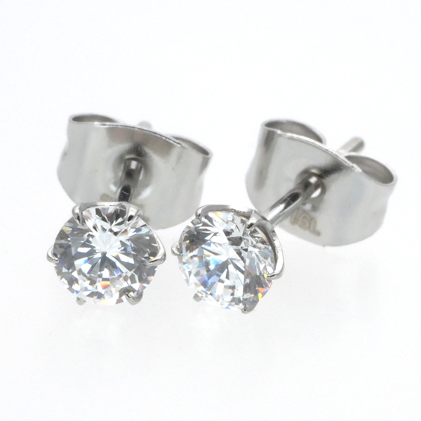 金属アレルギー対応 [EMBELLIR] ステンレスピアス キュービック