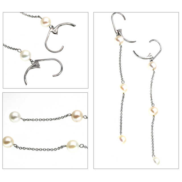 金属アレルギー対応 [EMBELLIR] ステンレスピアス ロングチェーン