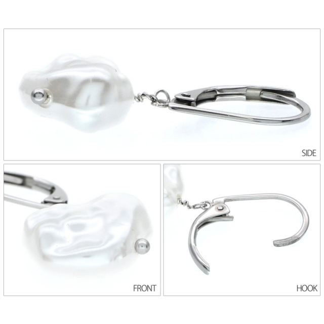 金属アレルギー対応 [EMBELLIR] ステンレスピアス バロックパール
