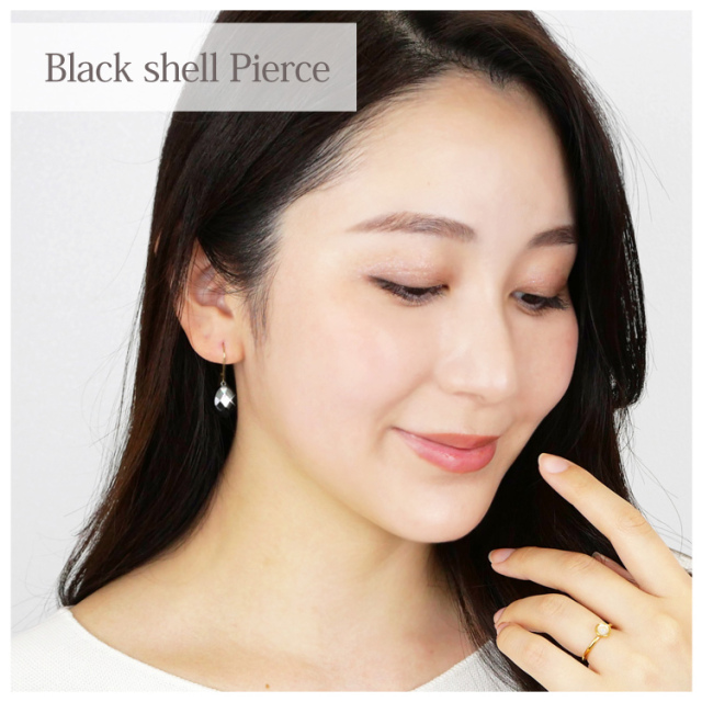 金属アレルギー対応 [EMBELLIR] ステンレスピアス ブラック