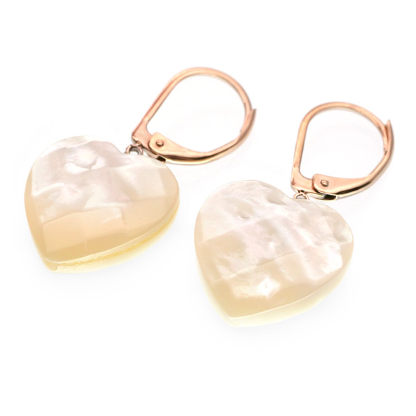 金属アレルギー対応 [EMBELLIR] ハートホワイトシェルピアス フックピアス 白蝶貝 両耳用 サージカルステンレス tk070