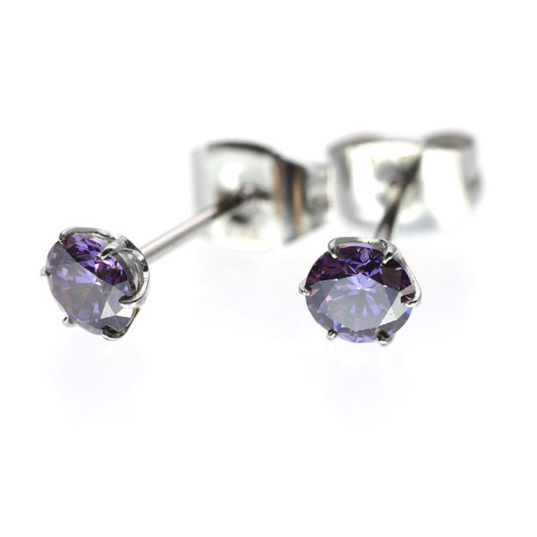 金属アレルギー対応 [EMBELLIR] カラー立爪ジルコニアピアス tk074