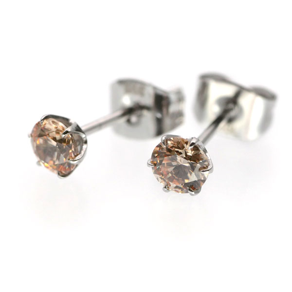 金属アレルギー対応 [EMBELLIR] カラー立爪ジルコニアピアス tk074