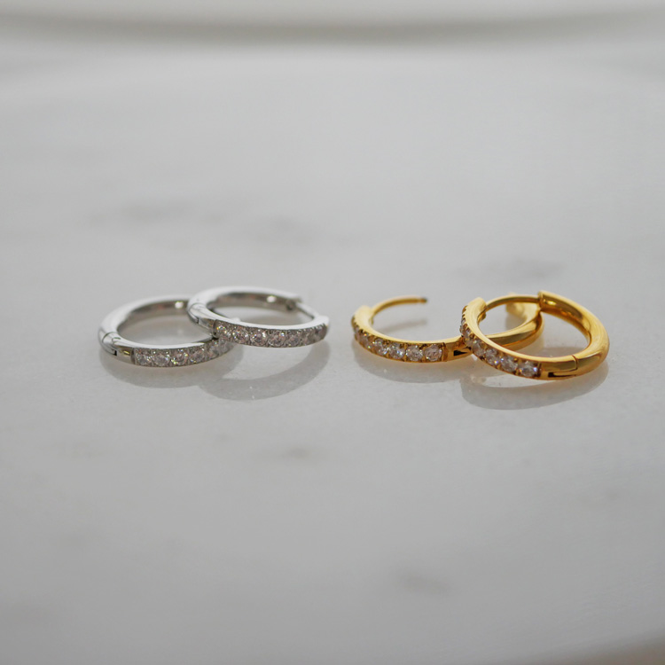 金属アレルギー対応 ジュエルフープピアス pi055