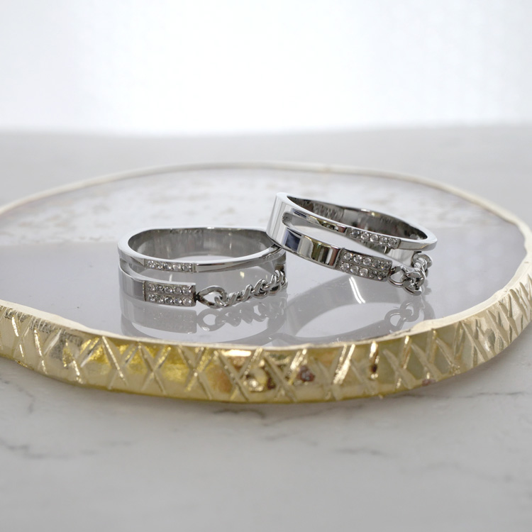 ステンレスリング チェーンデザインリング 金属アレルギー 316L ニッケルフリー r-m7745