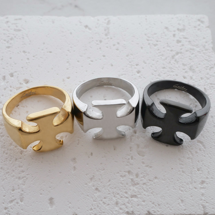 金属アレルギー対応 ステンレスリング アイアンクロスリング 指輪 ゆびわ 316L r028