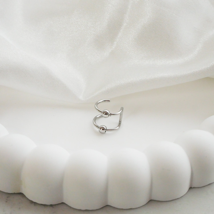 【片耳1個売りSALE】ステンレスイヤークリップ 2連フェイクピアス（片耳用） イヤーカフ 金属アレルギー 316L rsfx-02